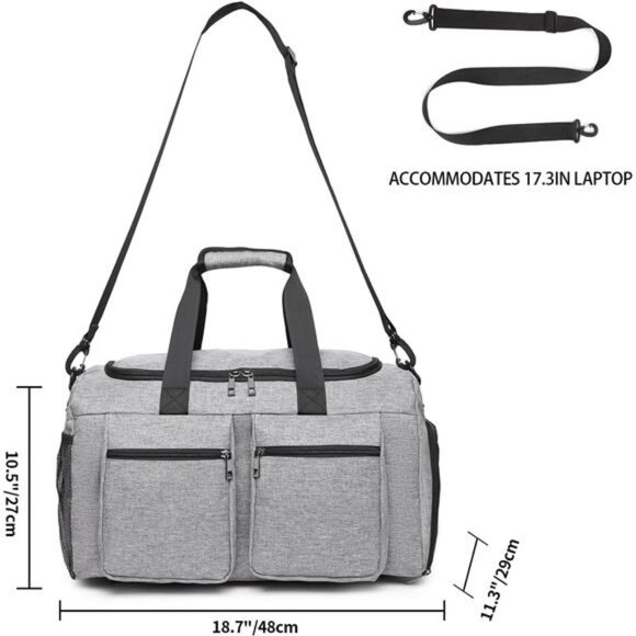 Travel Duffel Bag with Wet Pocket Grey - Picture 6 of 6